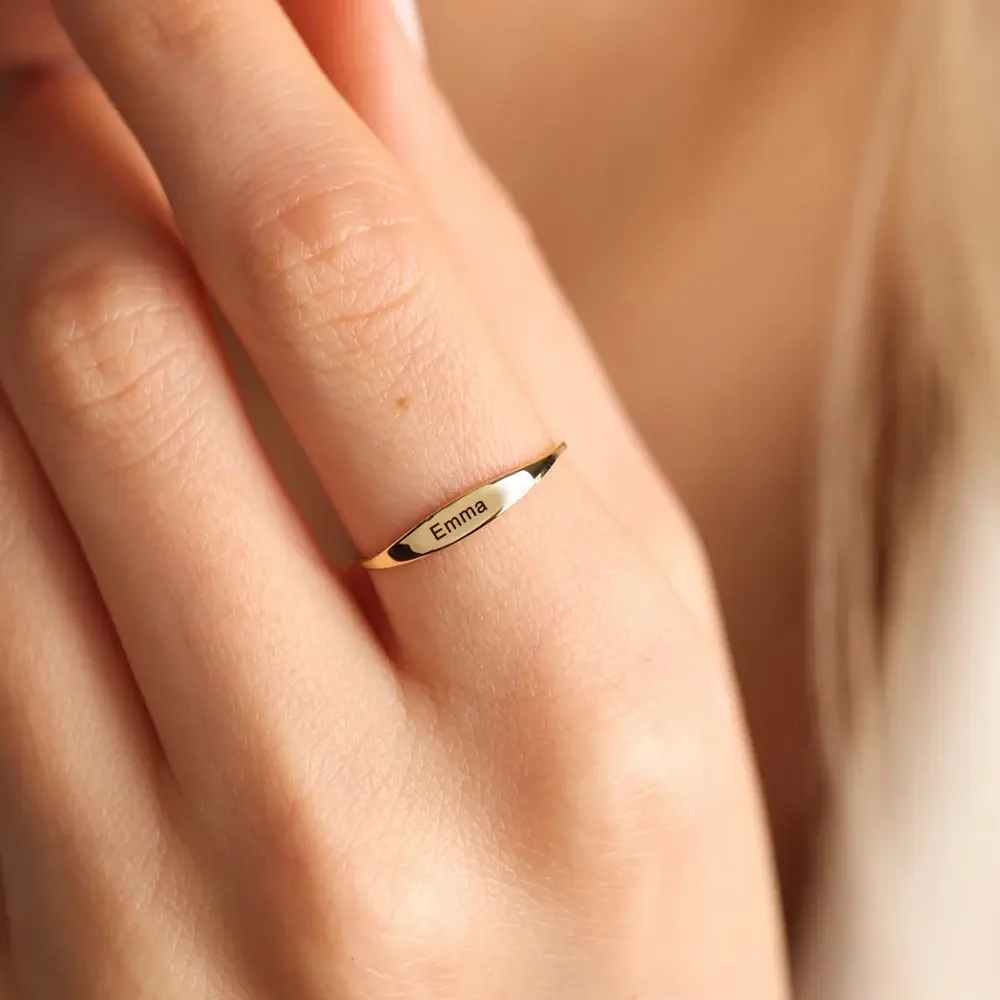 Cazador Personalized Name Rings for Women Stainless Steel Gold Color Custom Date Number Engraved Ring Jewelry Valentine Gift