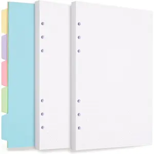 A5 Refill Paper, Dotted Paper Planner Inserts for A5 Binder Budget Planner Journals Notebook, 6 Ring Loose Leaf Dotted Paper with Binder Dividers, 240 Pages (A5, Dotted Paper)