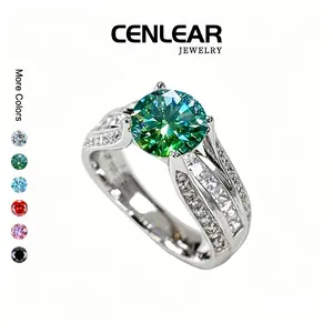CENLEAR 2ct Green Moissanite Ring, Minimalist Design, Stackable, Vintage-Inspired Engagement Ring, Perfect For Summer, A Great Birthday Gift For A Best Friend, Or A Mother'S Day/Anniversary Gift.