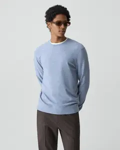 Theory Riland Crewneck Sweater in Light Bilen in Light Blue Lake