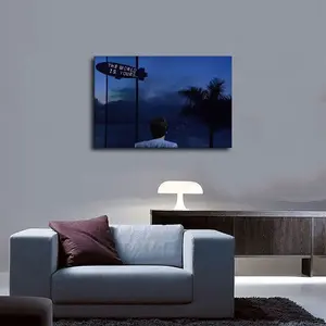 Scarface "The World Is Yours" Canvas Wall Art, Iconic Movie Quote Print, Blue Night Scene Motivational Home Decor