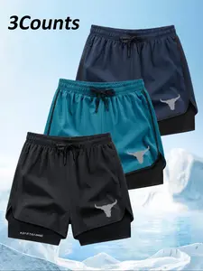 Men's Solid Color Gym Shorts, Quick Drying Breathable Gym Shorts, Lightweight Workout Shorts, Casual Comfy Athletic Shorts for Gym Workout Running, Men's Sportswear for Summer