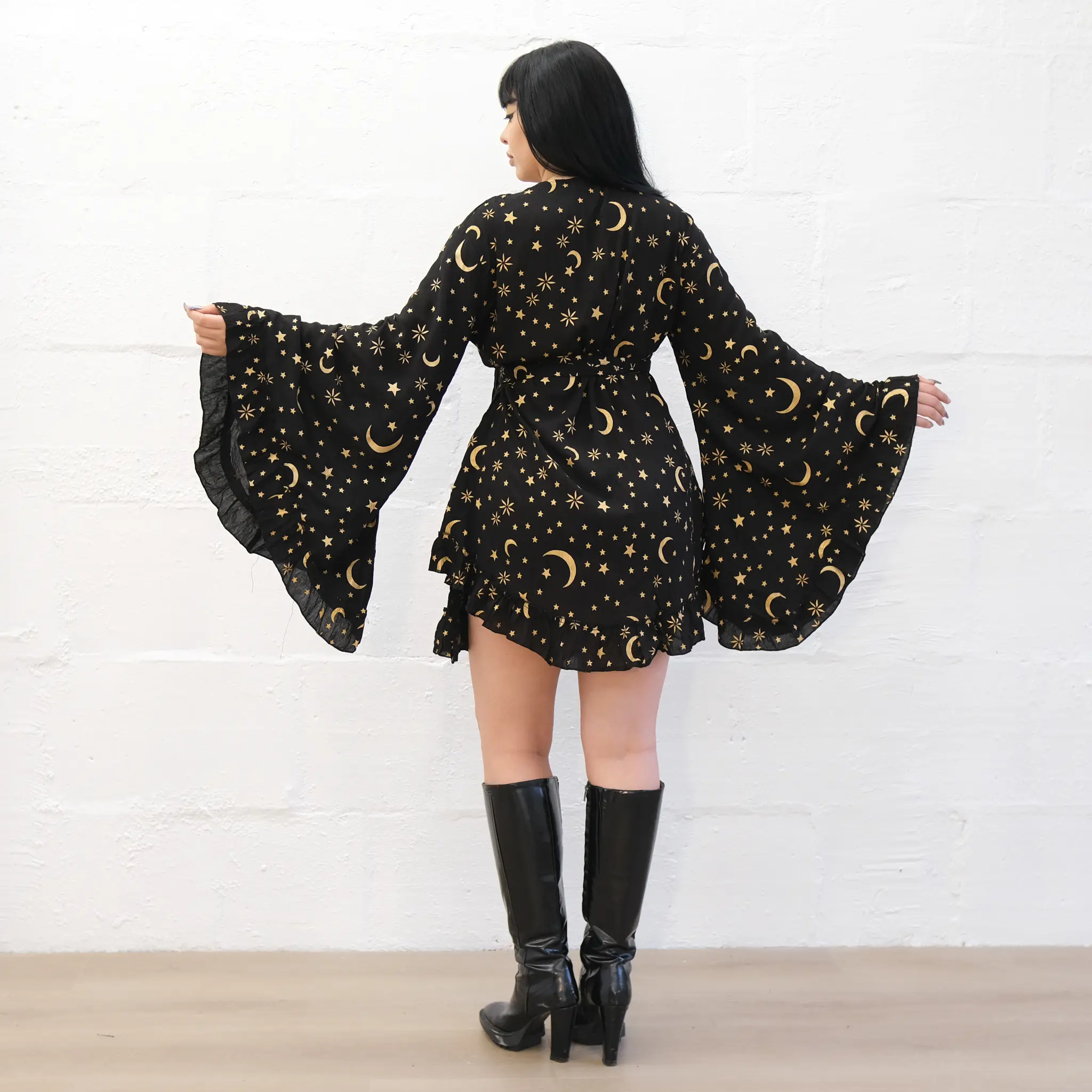 Celestial Flowy Wrap Dress, Boho Mini Dress, Whimsy Ruffle Sleeve Summer Dress, Bohemian Cosmic Dress with Pockets, Festival Dress, Whimsical Long Dress - TikTok Shop Celestial Flowy Wrap Dress, Boho Mini Dress, Whimsy Ruffle Sleeve Summer Dress, Bohemian Cosmic Dress with Pockets, Festival Dress, Whimsical Long Dress - TikTok Shop