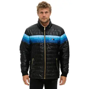 4 STRIPE JACKET -  GLOSSY BLACK // BLUE