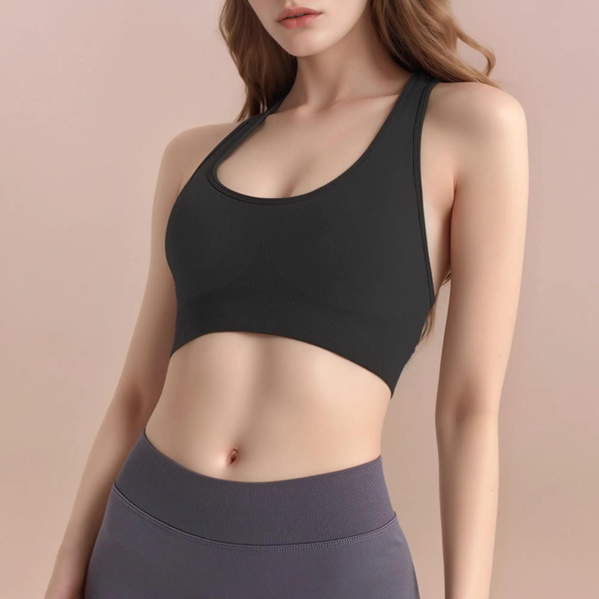 Women's High-Support Workout Bra - Quick-Dry, Shockproof, Double-Layer Racerback Vest with Removable Pads, Breathable All-Season Womens Fitness Activewear for Running, Gym, Workout Bras, Sports Bra For Women