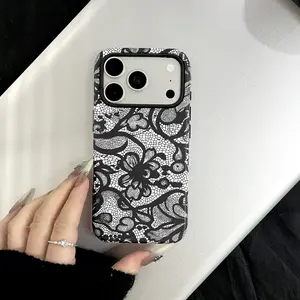 Lace-style phone case, printed case with scratch-resistant, scuff-proof, and shock-absorbent protection, featuring elegant UV-printed designs. Compatible with iPhone 13/14/15/16/17. Perfect for gifts and holidays.