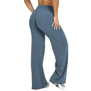 Women'sWideLegYogaLoungePantsHighWaistedCasualPantsComfyStretchyLoosePantsLeggingsElasticWomenswearBottom
