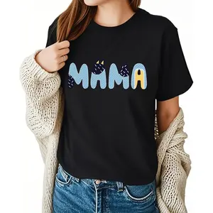 Mama T-Shirt Cotton Women, Retro Mom Life Graphic Tee, Mother's Day Casual Oversized Top