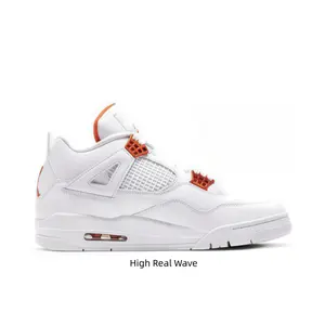 White Orange Low Top Basketball Sneakers Smooth Full Leather Orange Inner Collar Embroidery Jumpman Logo Street Kicks