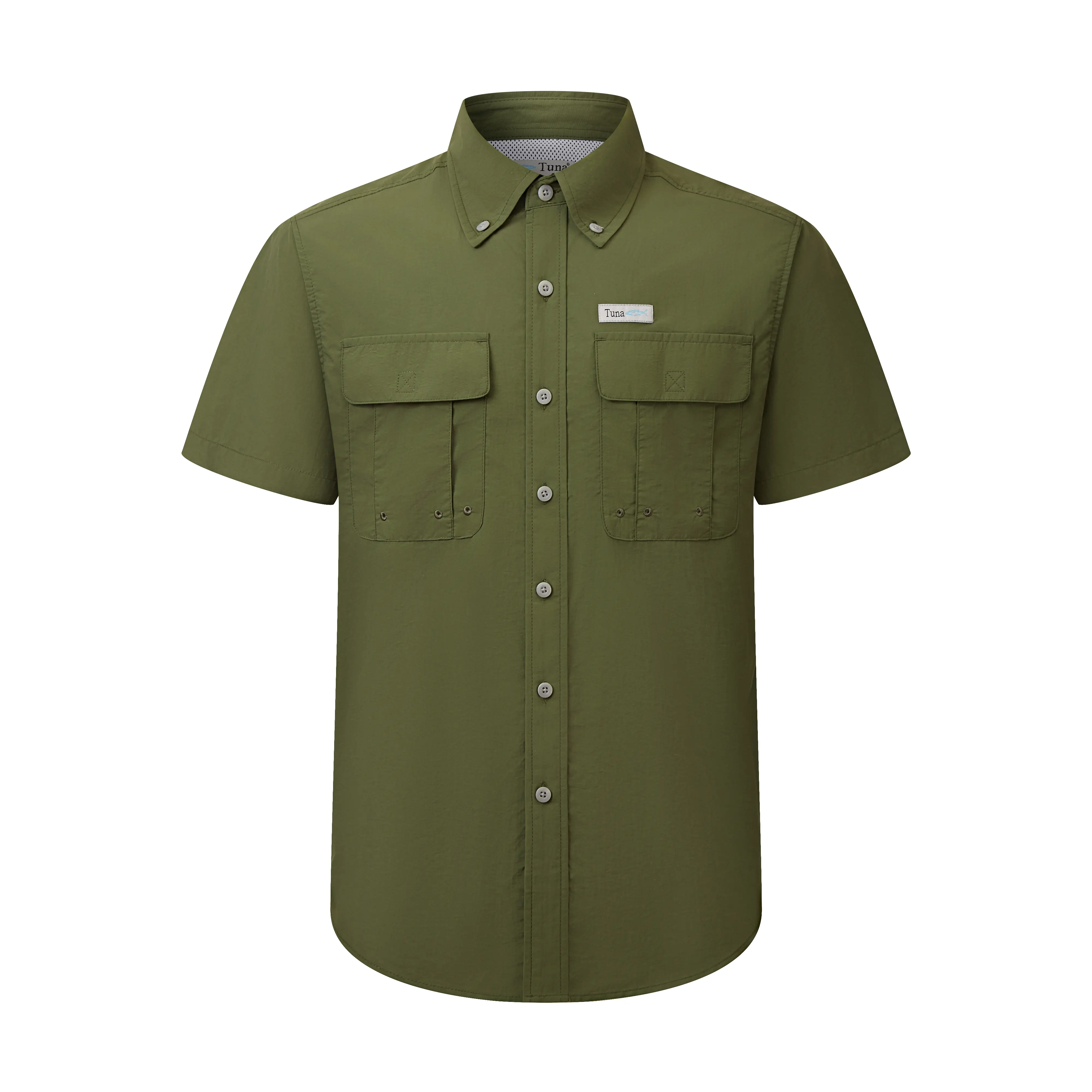 Tuna Print Men’s Fishing Shirt Short Sleeve UPF 50+ Sun Protection Quick Dry Breathable Lightweight Outdoor Hiking Camping Shirt Father’s Day Gift