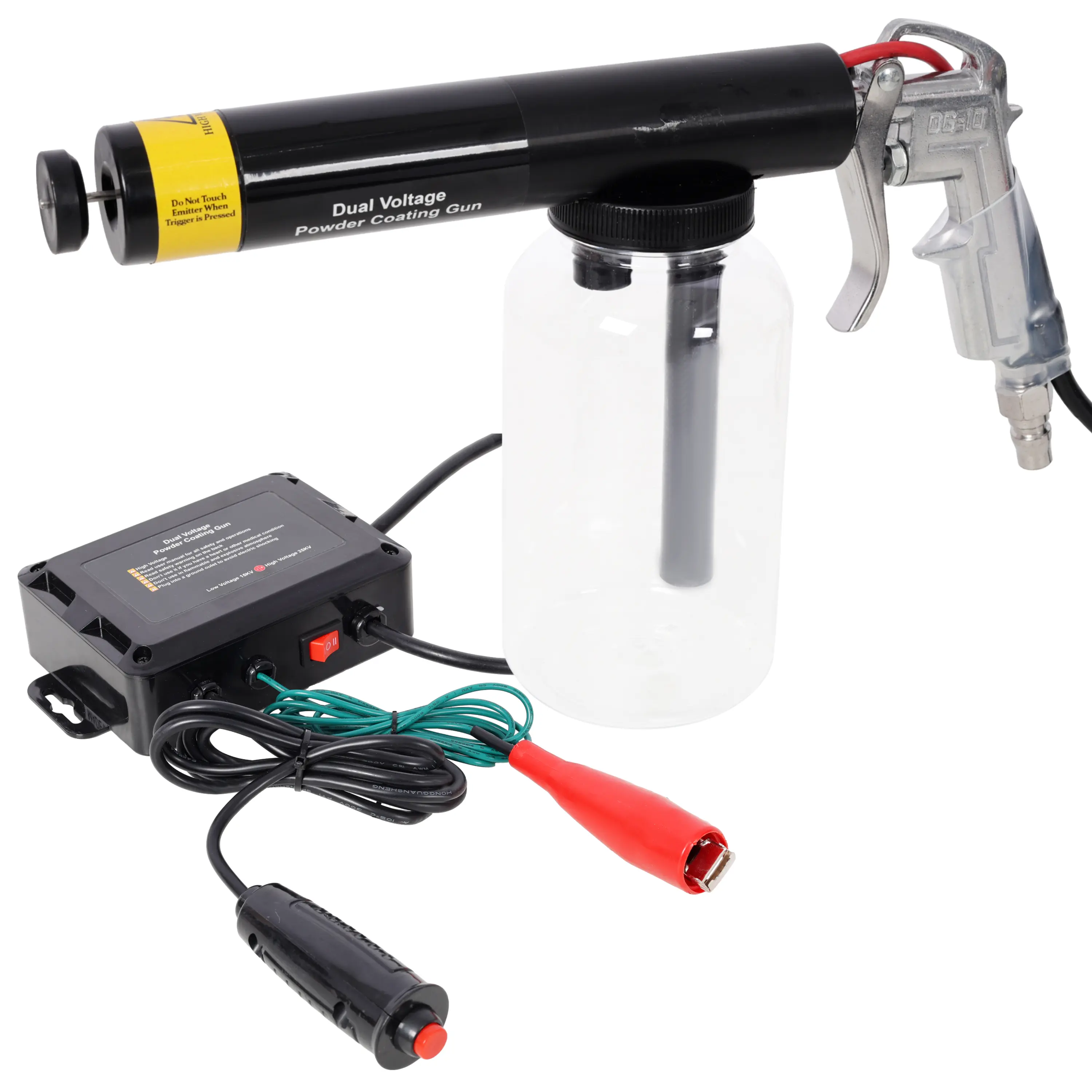 Dual Voltage 15KV 25KV Powder Coating Gun System with Clear Bottle 120V/60HZ for Efficient Coating Applications High-Intensity Electrostatic Charge Ergonomic Design