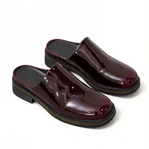 Men’s Chunky Leather Mules 2026 Spring – Casual Slip-On Loafers, Retro Platform Sandals, Non-Slip Sole, Open-Toe Clogs for Comfort Fit 74643-J