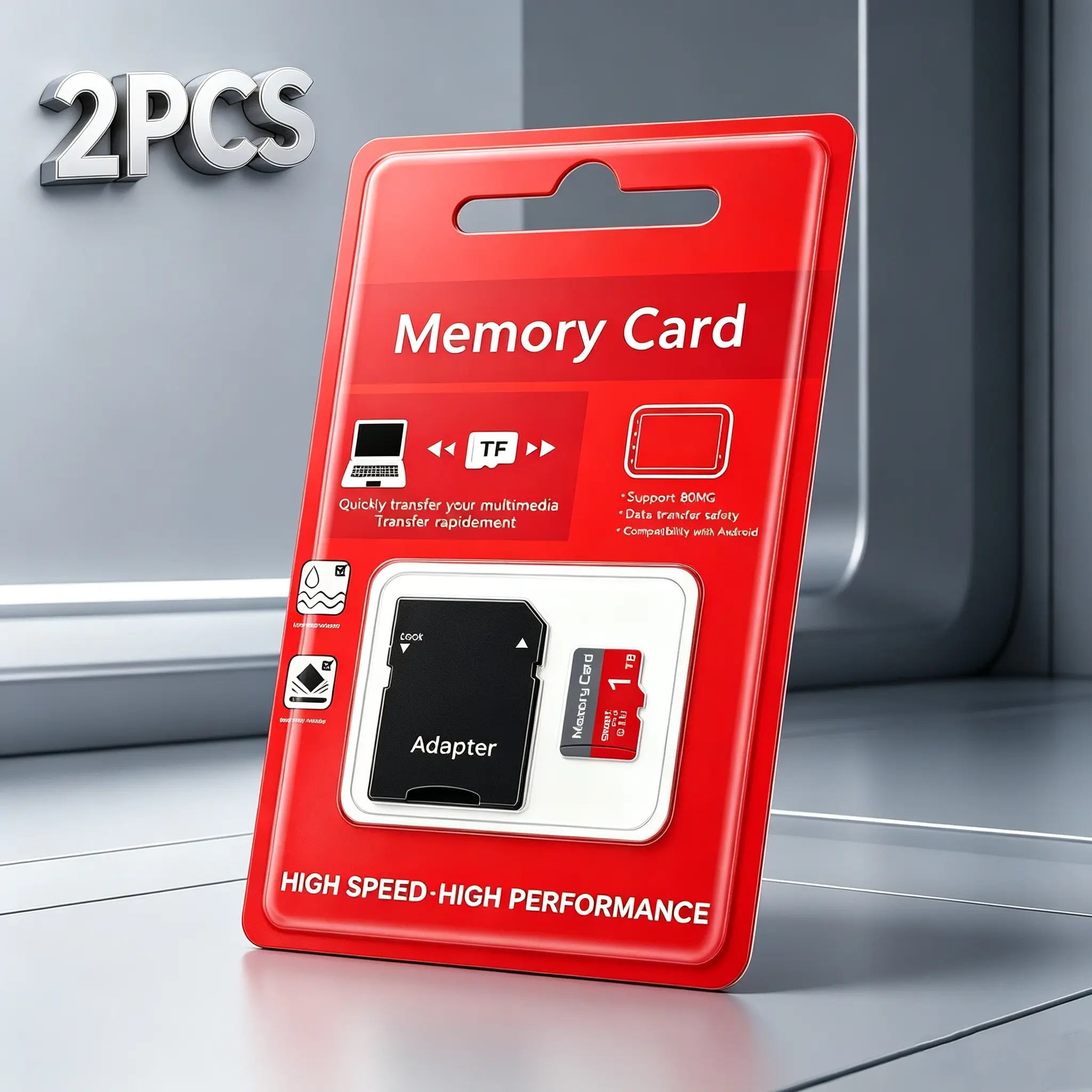 MicroSDXC Card for Dash Cams, 1TB Durable SD Memory Card for Car Audio, Micro TF SD Cards for Mobile Phones, 2 Pack Set SD Card for Surveillance Cameras, Micro SD Card with Adapter for PC & Reliable Storage