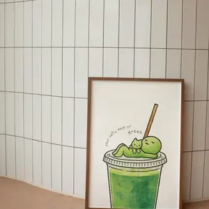 Smiski Matcha Cat Poster: Y2k Coquette Aesthetic Wall Decor, Quirky Collectible Art, Cozy Wall Art, Pastel And Trendy Room Decor Idea, Room Decor, Unframed – 5 Size, 8x12 to 27x40 inch