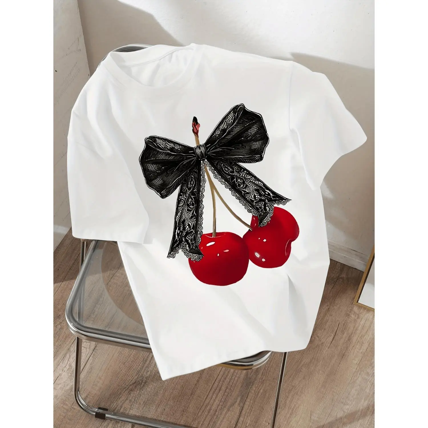Cherry Print Comfortable T-Shirt for Girls