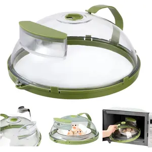 2-in-1 Microwave Steamer & Splatter Cover Clear Food Guard with Handle Water Tray Durable Kitchen Gadget for Home Cooking 1PC