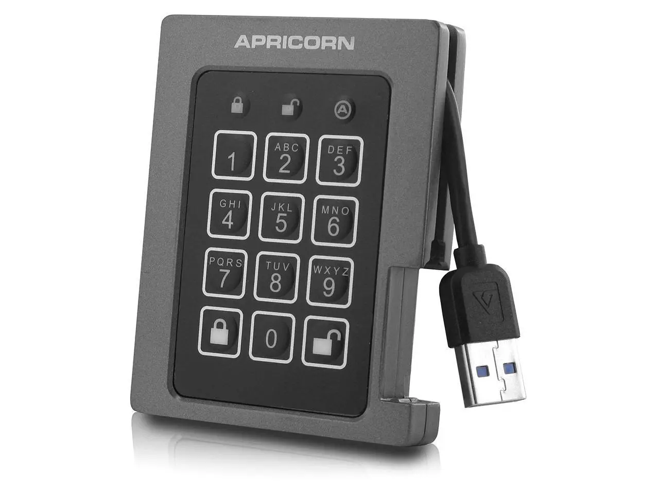 Apricorn Aegis Padlock ASSD-3PL256-1TBF 1 TB Solid State Drive - 2.5" Internal - Black - TAA Compliant - USB 3.1 - 300 MB/s Maximum Read Transfer Rate - 256-bit Encryption Standard
