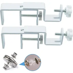Outside Mounted Blinds Curtain Rod Bracket Attachment, 1.3 - 2 inches Wide Track, Tool - Free & Drill - Free, with Installation Guide and Curtain  Buckle White-2PCS(  application)