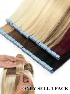 20pcs Classic Invisible Double Sided Tape Hair Extensions, Seamless Extensions, 12-20 Inch Natural Straight Real Human Hair, Easy Installation Salon Quality