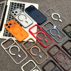 New Macaron Transparent MagSafe Smartphone Case - Cellphone Accessories for Handheld Devices, Compatible with iPhone & Samsung Models, Shockproof, Anti-Yellow
