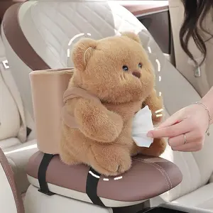 Animal Design Car Tissue Box with Trash Can, 2 in 1 Car Tissue Holder, Multifunctional Car Interior Accessories Tissue Storage Box and Tissue Dispenser for Car Stowing & Tidying