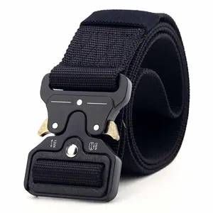 Tactical Nylon Belt for Men, Heavy Duty Military Style Web Belt with Quick Release Metal Buckle, Adjustable No Hole EDC Waist Belt for Outdoor Hiking Work Pants