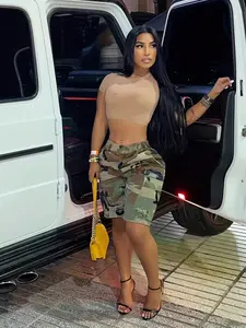 Summer Cross-Border Europe Us Women's New Fashion Camouflage Print Five-Quarter Shorts, Casual Street Shorts, Stylish and Unique Design