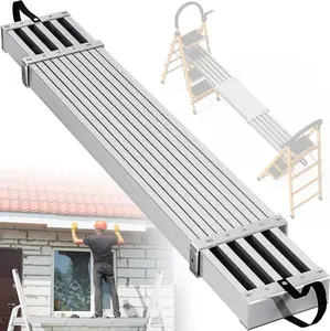 YINTATECH Extendable Aluminum Plank Upgraded Ladder Scaffolding Planks 6-9 ft Adjustable Length 12.5 in Wide Telescoping Work Plank with Skid-Proof Platform 440lbs Silver