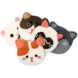 Coasters for Drinks, Absorbent Felt Coasters Set of 5, Cute Funny Cat Drink Coasters for Coffee Table – Woolygon