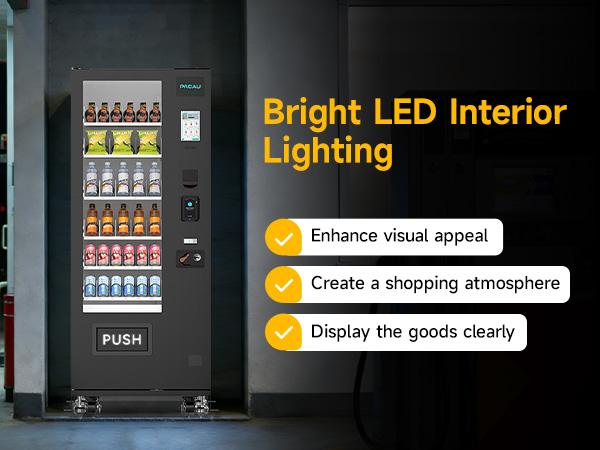 PACAU Commercial Vending Machine for Sale, Refrigerated Vending Machine Snacks and Drinks Combo with Credit Card & NFC Payment, Vending Machine for Home or Office