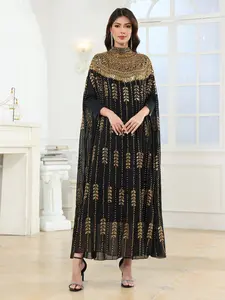 Women's Luxurious Embroidered Kaftan, Maxi Elegant Evening Dress, Long Sleeve, Comfortable Fashion Design, No Lining Included