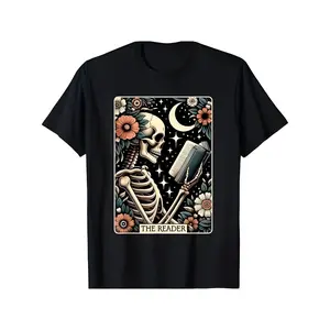 The Reader Tarot Card Skeleton Reading Book Bookworm Bookish T-Shirt for Men Women, Gift for everynone