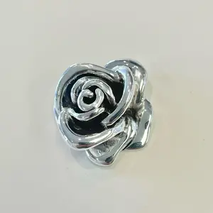 Sterling Silver 925 Lightweight Hollow Rose Pendant Electroform Jewelry