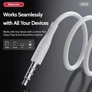 Newmine Mp02 In-Ear Headphones Earbuds Soft Tip 3.5mm Plug with Microphone Line Control High Fidelity Karaoke, Universal K Song