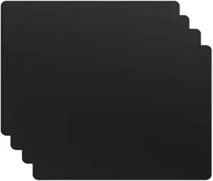 Food-Grade 4 Pack Silicone Placemats - Non-Slip Waterproof Heat Resistant Stain Resistant Dishwasher Safe Kitchen Counter Mats for Dining Baking, 15.7x11.8 Inch Black