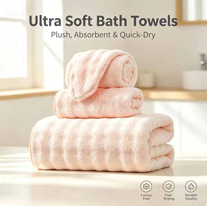 Family towel large bath towel , driesfaster, super soft, absorbent, durable, perfect forbathrooms,   spa，swimming pools, travel, gyms, beach towels, etcBeach Towel summervibes  , Knit Fabric