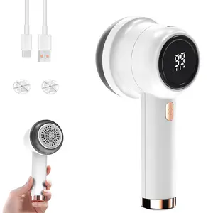 3-Speed Electric Lint Remover | Rechargeable Fabric Shaver with LED Display & Large Container | Leaf Stainless Steel Blades