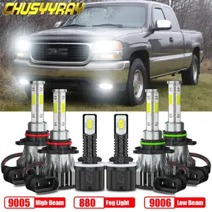 For 1999 2000 2001 2002 GMC Sierra 1500 2500 - Combo 6x LED Headlights+Fog Light Bulb Kit