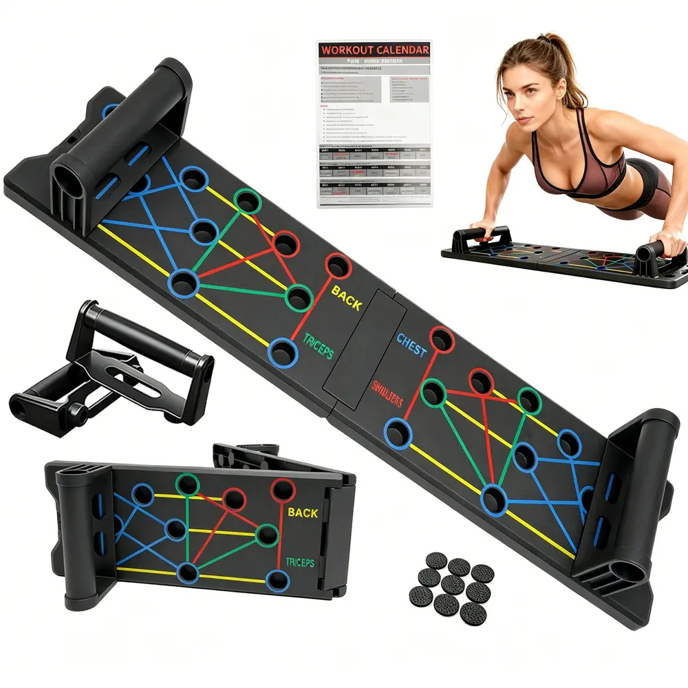 Push Up Board Portable Calisthenics Strength Training Station, Detachable Pull Bar, Lightweight Ab Workout Machine for Home Gym