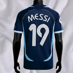 2006 Jersey Away No. 19 Messi Riquelme Soccer Training Jersey Short Sleeve
