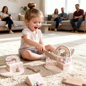 Wooden Birthday Cake Toy for Toddlers - Pretend Play Cutting Cake Set with Candles, Rainbow & Happy Birthday Sign | Montessori Learning Toy for Kids Ages 2-5, 3rd Birthday Gift for Girls & Boys | Party Role Play & Fine Motor Skills