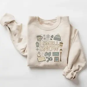 I Smell Snow Sweatshirt – cozy Gilmore Girls Christmas tee, perfect holiday gift for women who love winter vibes and festive comfort.