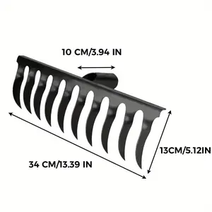 Manganese Steel Rake with 10 Teeth for Plowing Weeding and Collecting Hay Multifunctional Tool 34 CM x 13 CM
