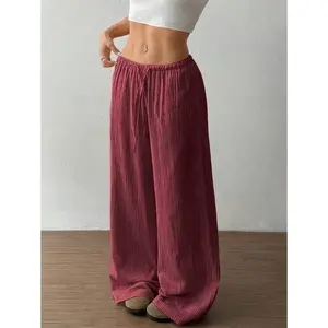 Women's Super Low Waist Casual Organic Cotton Straight Leg Pants Fit White Fabric Womenswear Espresso Travel-Friendly Trouser Bottom Pocket linen pants baggy sweatpants plus size outfits teacher outfits buy clothes cargo pants interview outfits vacation