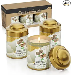 Aromatherapy Scented Candle Gift Set (3 x 4.5 oz) - Jasmine, Musk & Sandalwood Fragrance, Long-Lasting Soy Wax Candles for Home Decor, Spa, Yoga, Holiday & Wellness Gifts