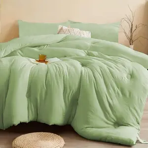 3PCS Light Green Twin Comforter with 2 Pillowcases, Lightweight Brushed Microfiber Sage Green Comforter Twin,