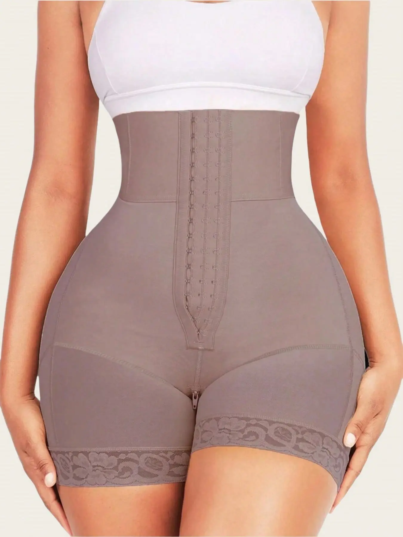 Butt Lifting Shapewear Body Shaper For Women Tummy Control Panties With Hook Zipper Closure Plain Design Leg Shorts Womenswear
