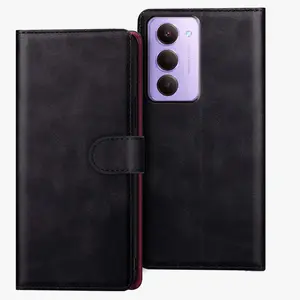 For Xiaomi Redmi 15 Case with Card Holder PU Leather Black Flip Protective Wallet Cover For Women Men Phone case