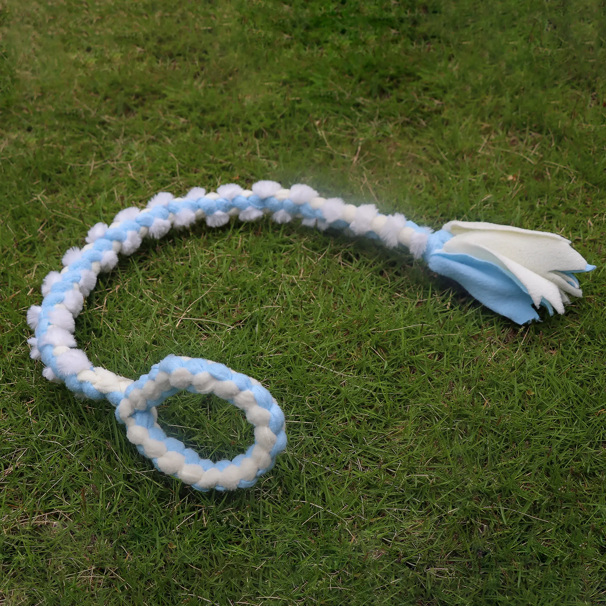 Baba&Nana Braided Fleece Dog Tug Rope Toy, Assorted Colors Dog Tug Toy, Interactive Tug of War Dog Toy with Faux Fur for Large & Medium & Puppy Dogs