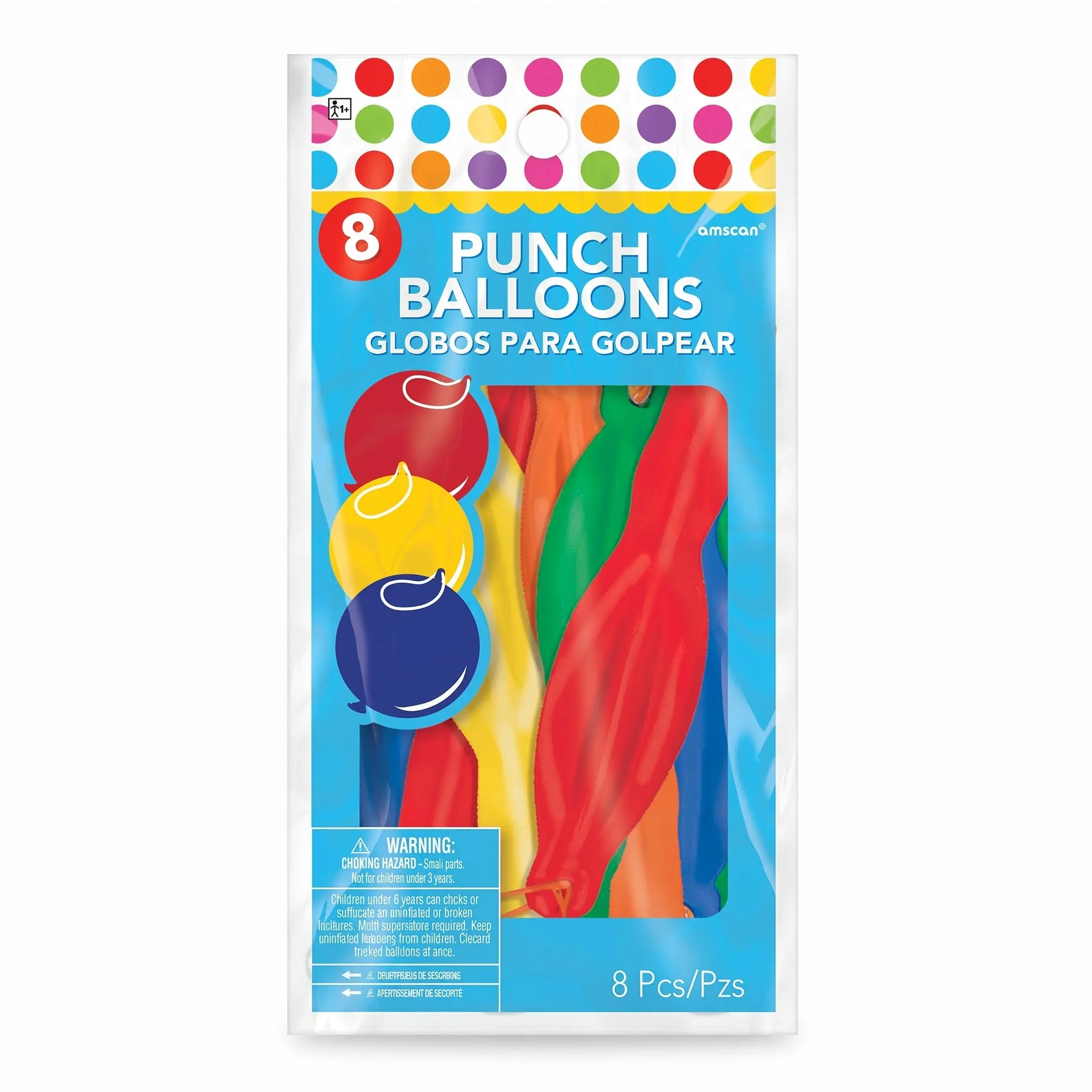Colorful Punch Balloons with Rubber Bands, 8-Pack Colorful Punch Balloons with Rubber Bands, 8-Pack